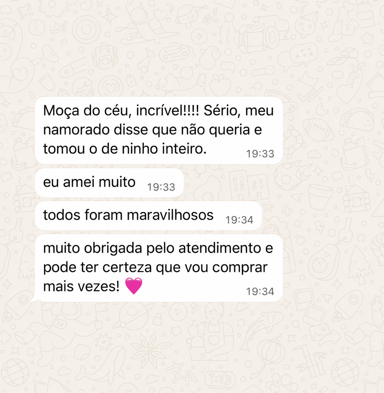 Print 1 de conversa com cliente da Pede Um sobre as receitas