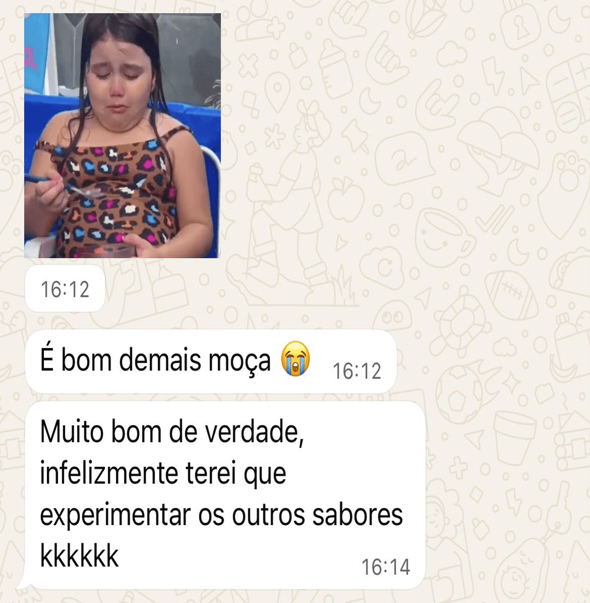 Print 3 de conversa com cliente da Pede Um sobre as receitas