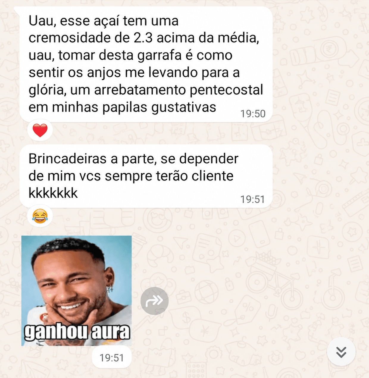 Print 4 de conversa com cliente da Pede Um sobre as receitas