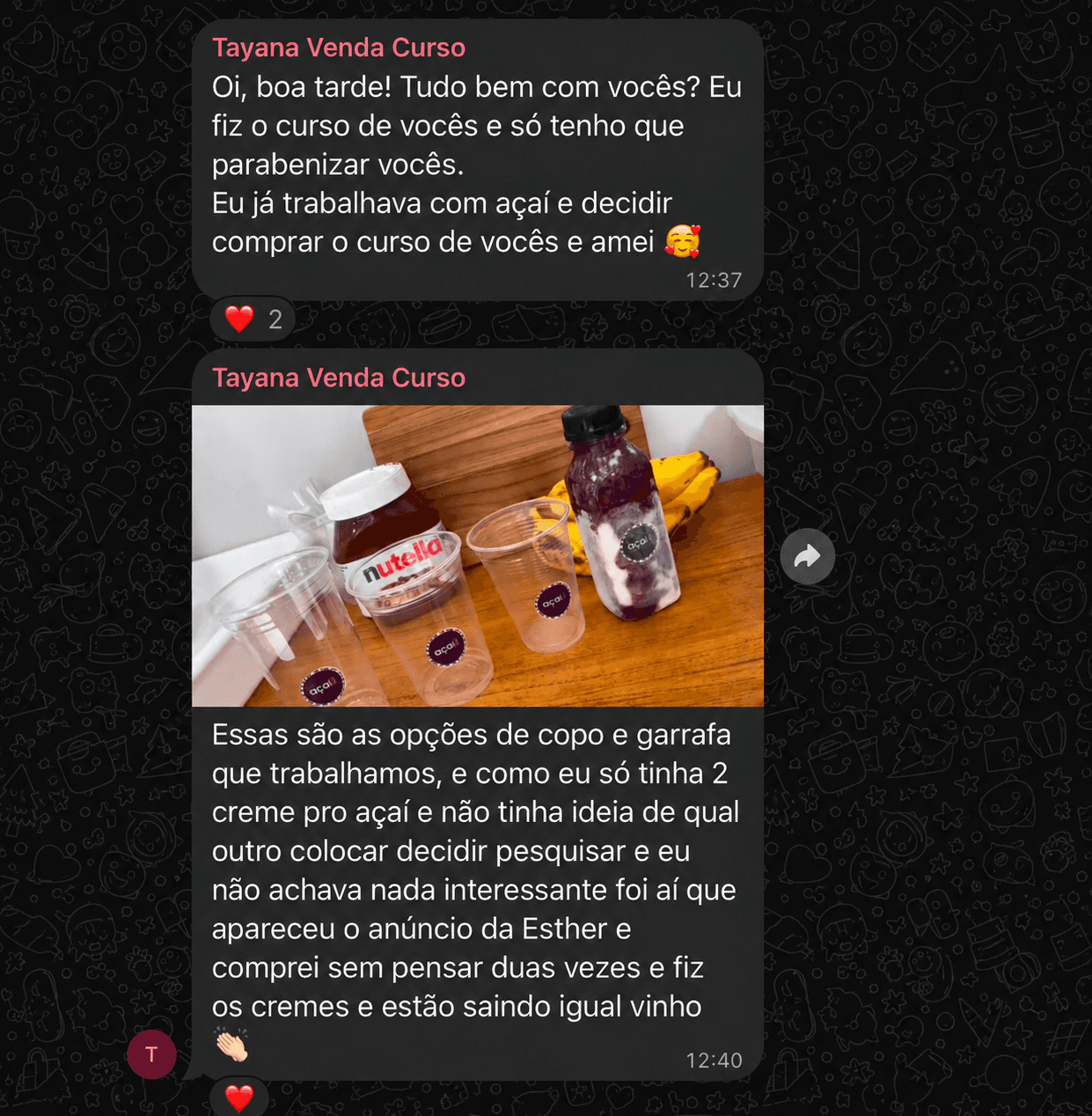 Feedback real de aluno do Método Açaí Gourmet na Garrafa Lucrativo