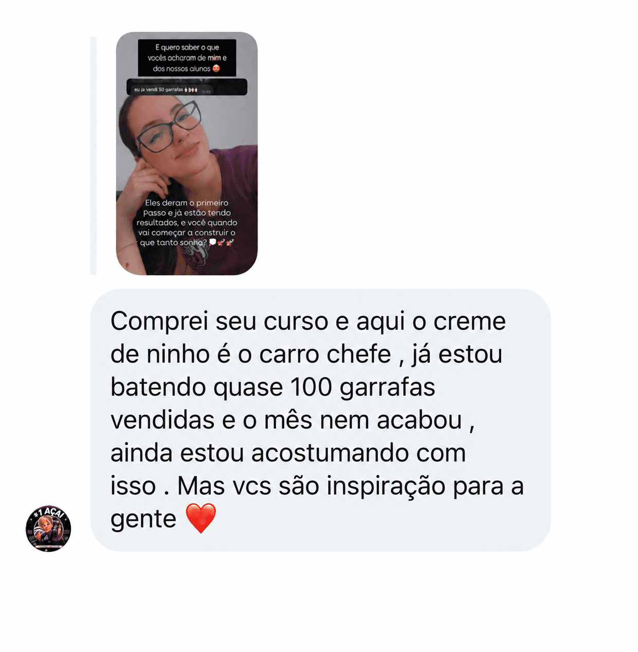 Feedback real de aluno do Método Açaí Gourmet na Garrafa Lucrativo